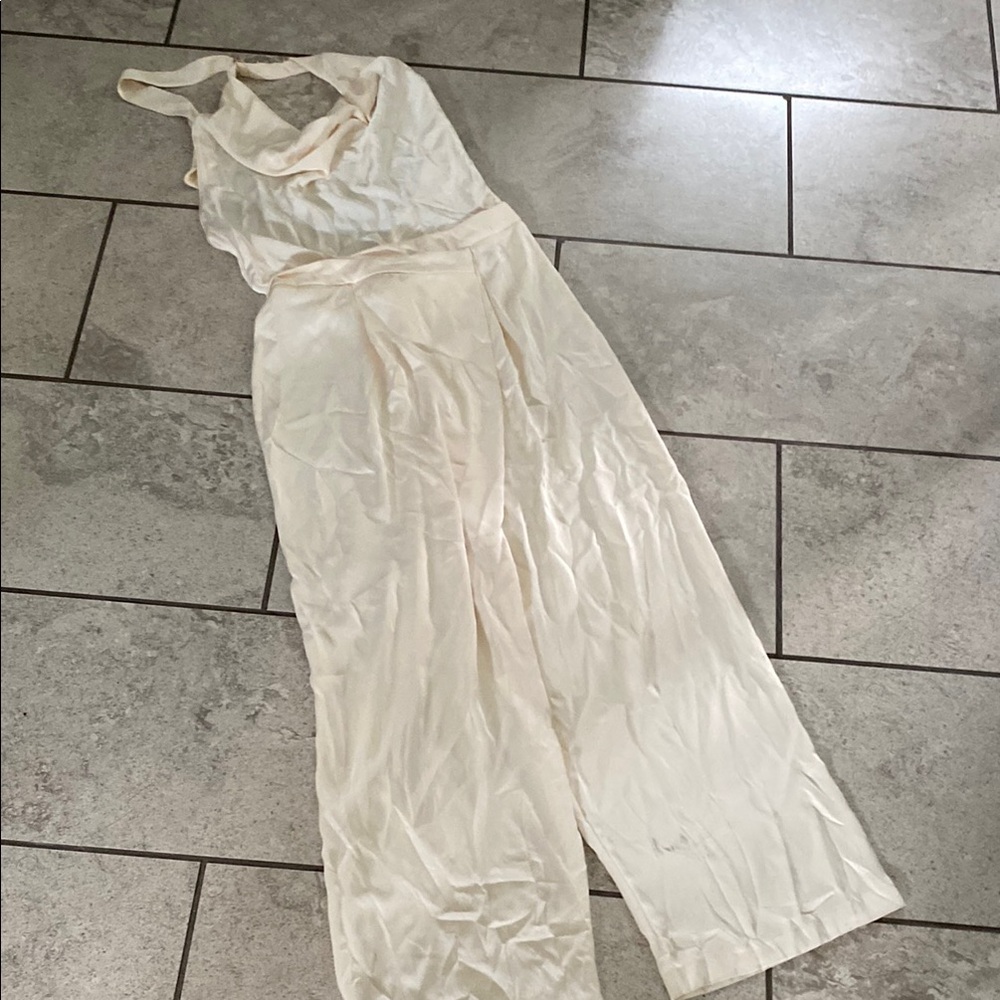 Zara Cream Sleeveless Jumpsuit